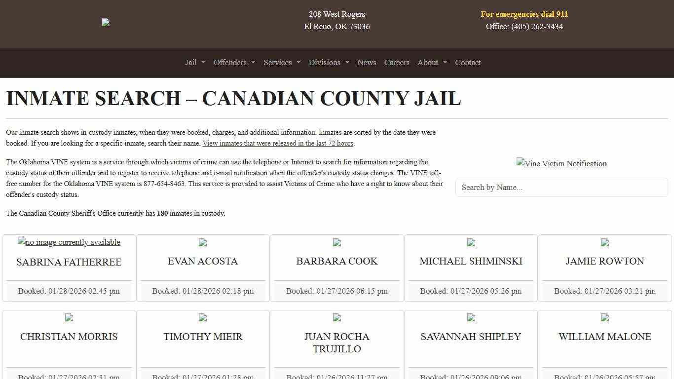 Inmate Search Canadian County Sheriff's Office